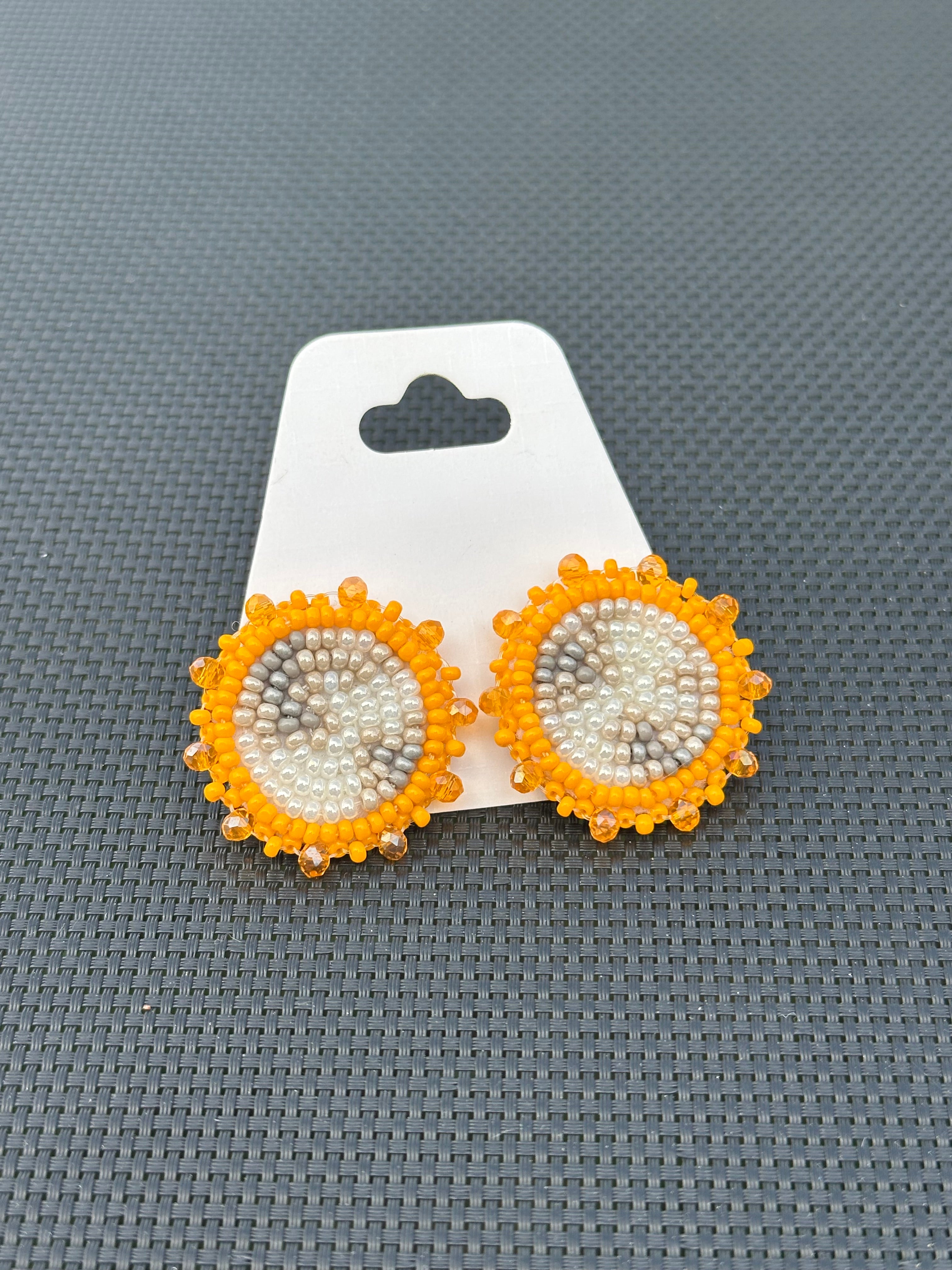 Moon Phase Earrings (light orange/studs)
