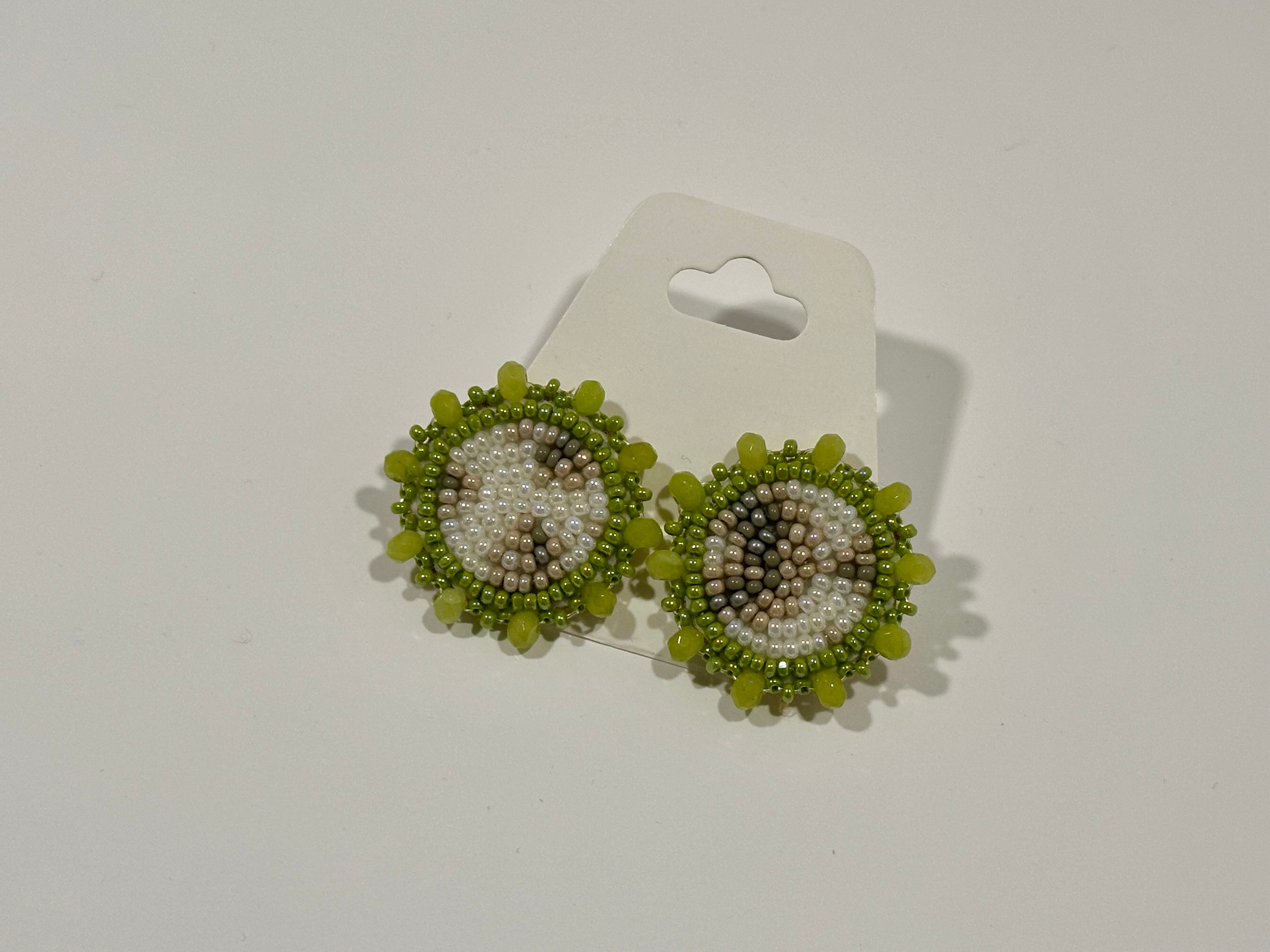 Moon Phase Earrings (leafy green/studs)