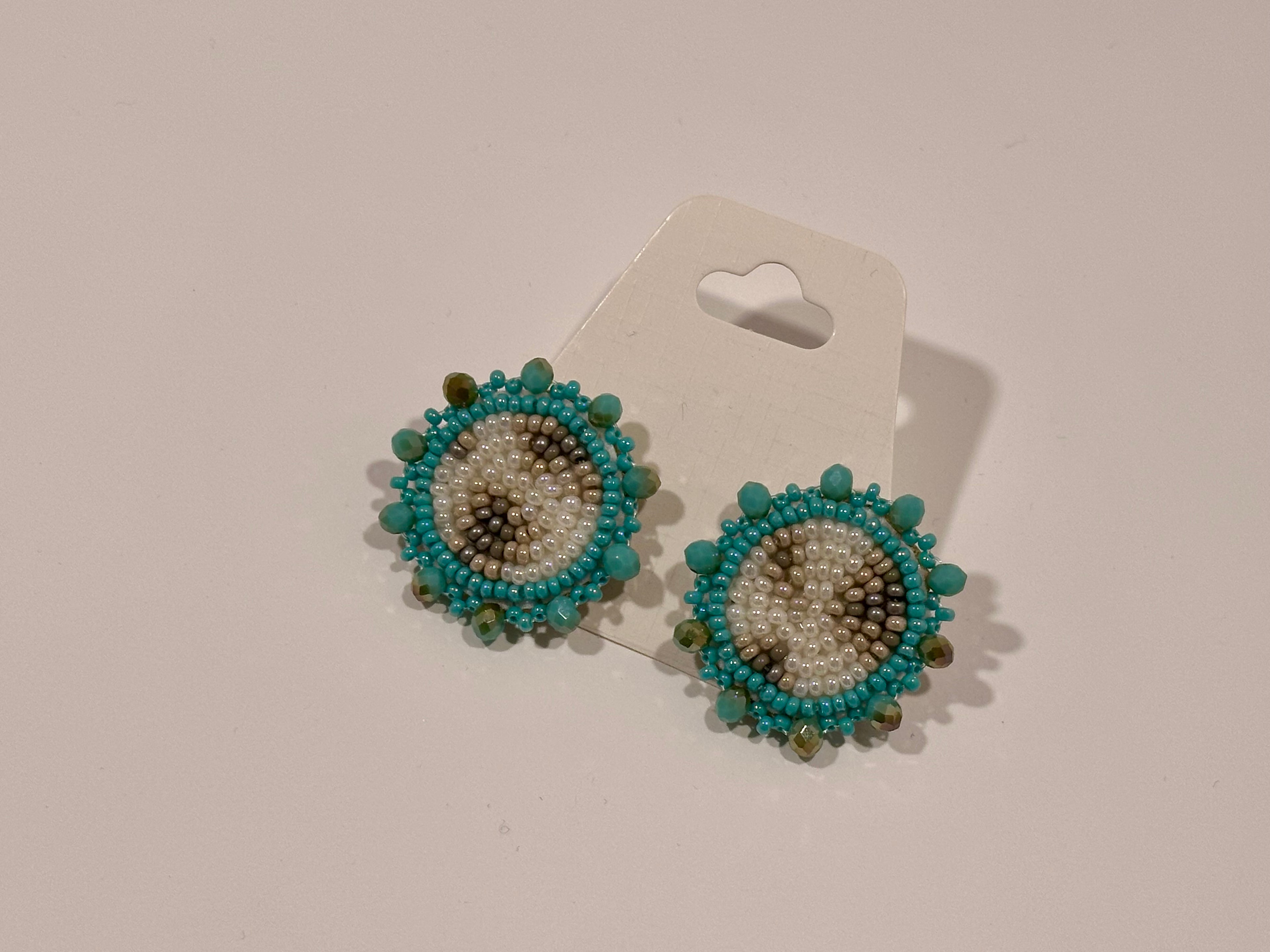 Moon Phase Earrings (teal/studs)