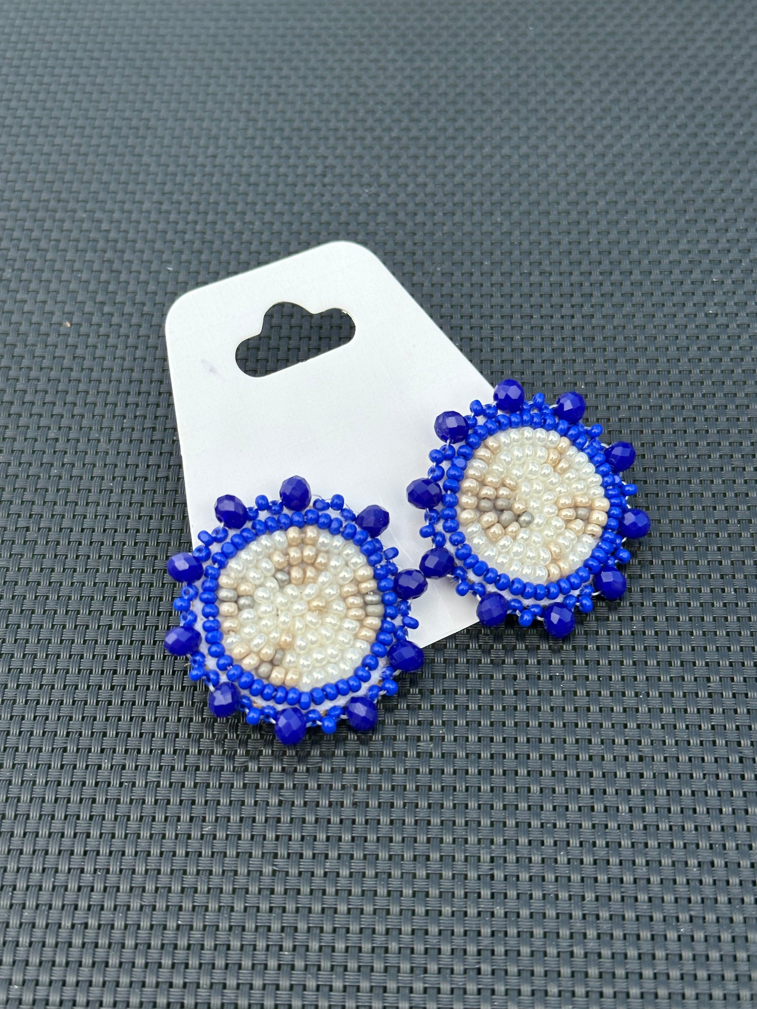Moon Phase Earrings (cobalt/studs)