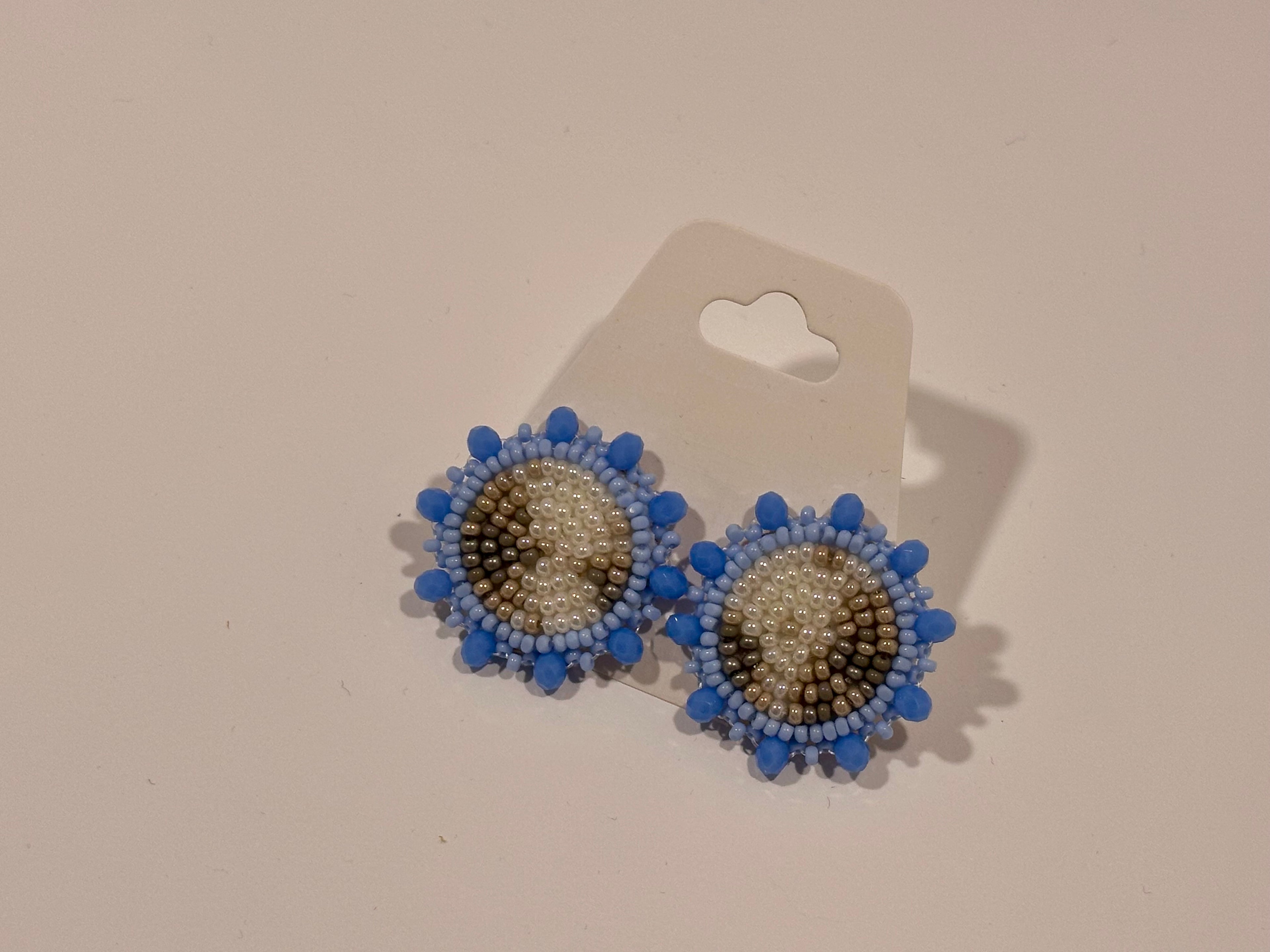 Moon Phase Earrings (medium blues/studs)