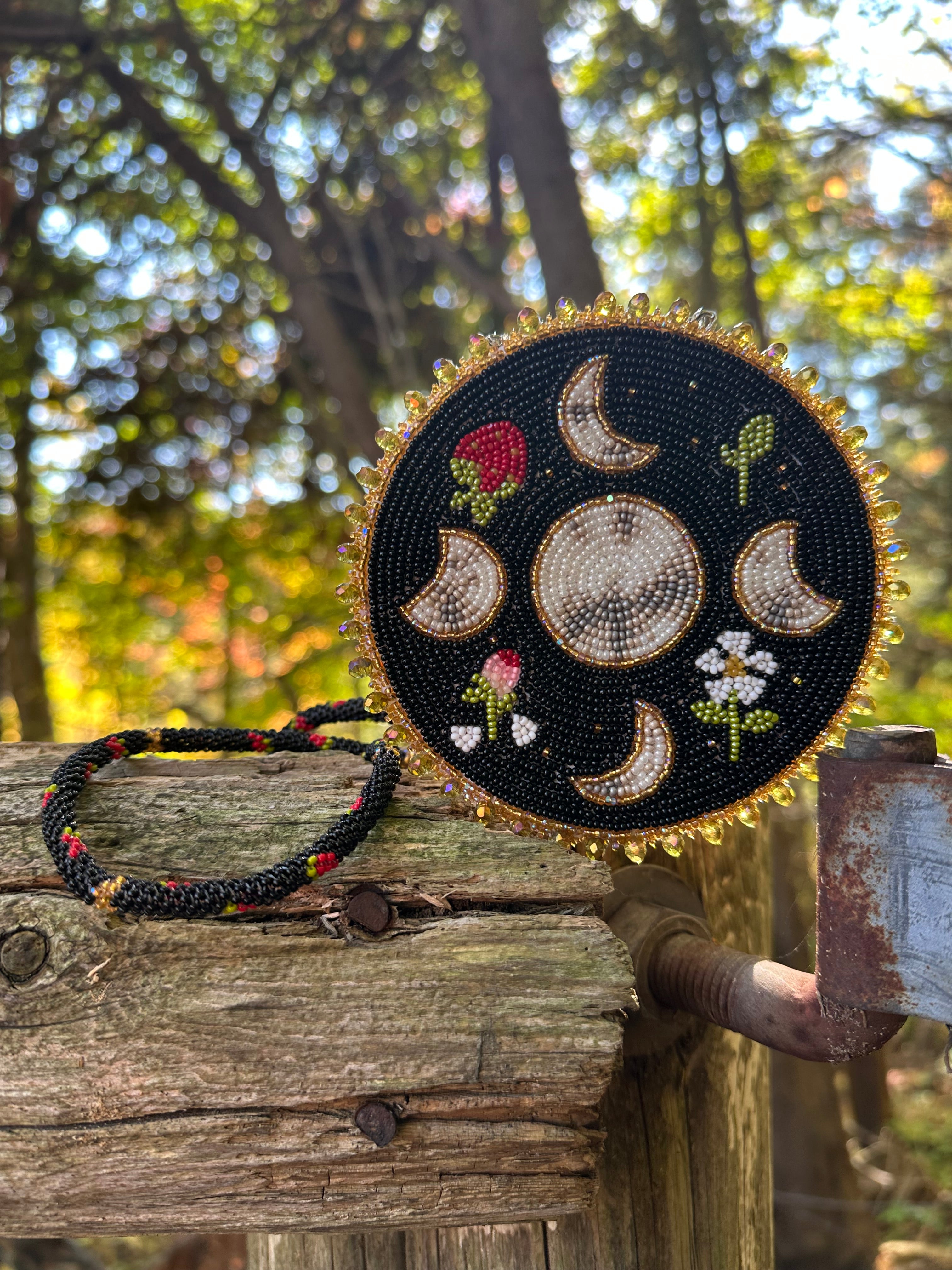 Strawberry Moon Phases Medallion & Lanyard