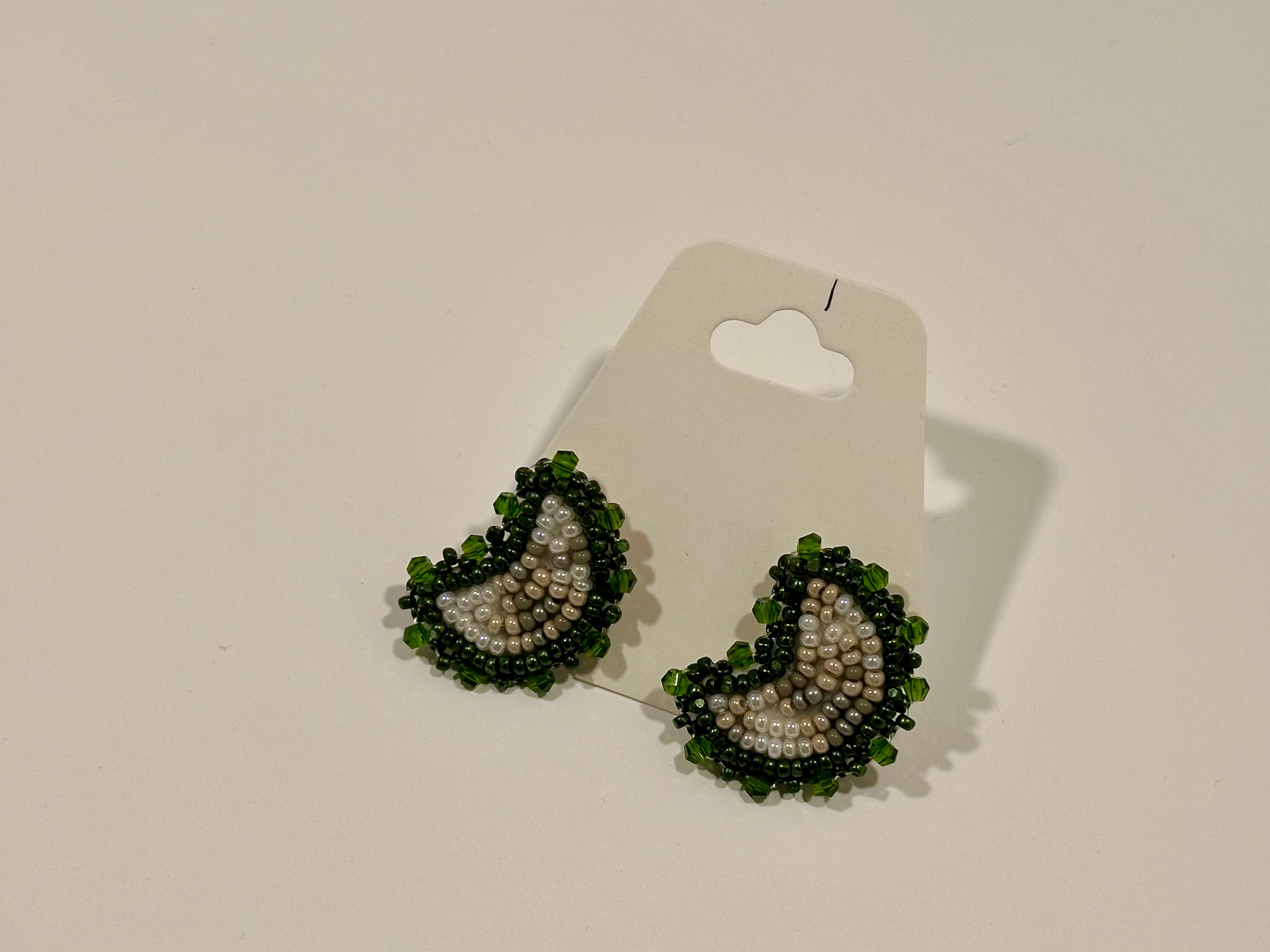 Moon Phase Earrings (hunter greens/studs)