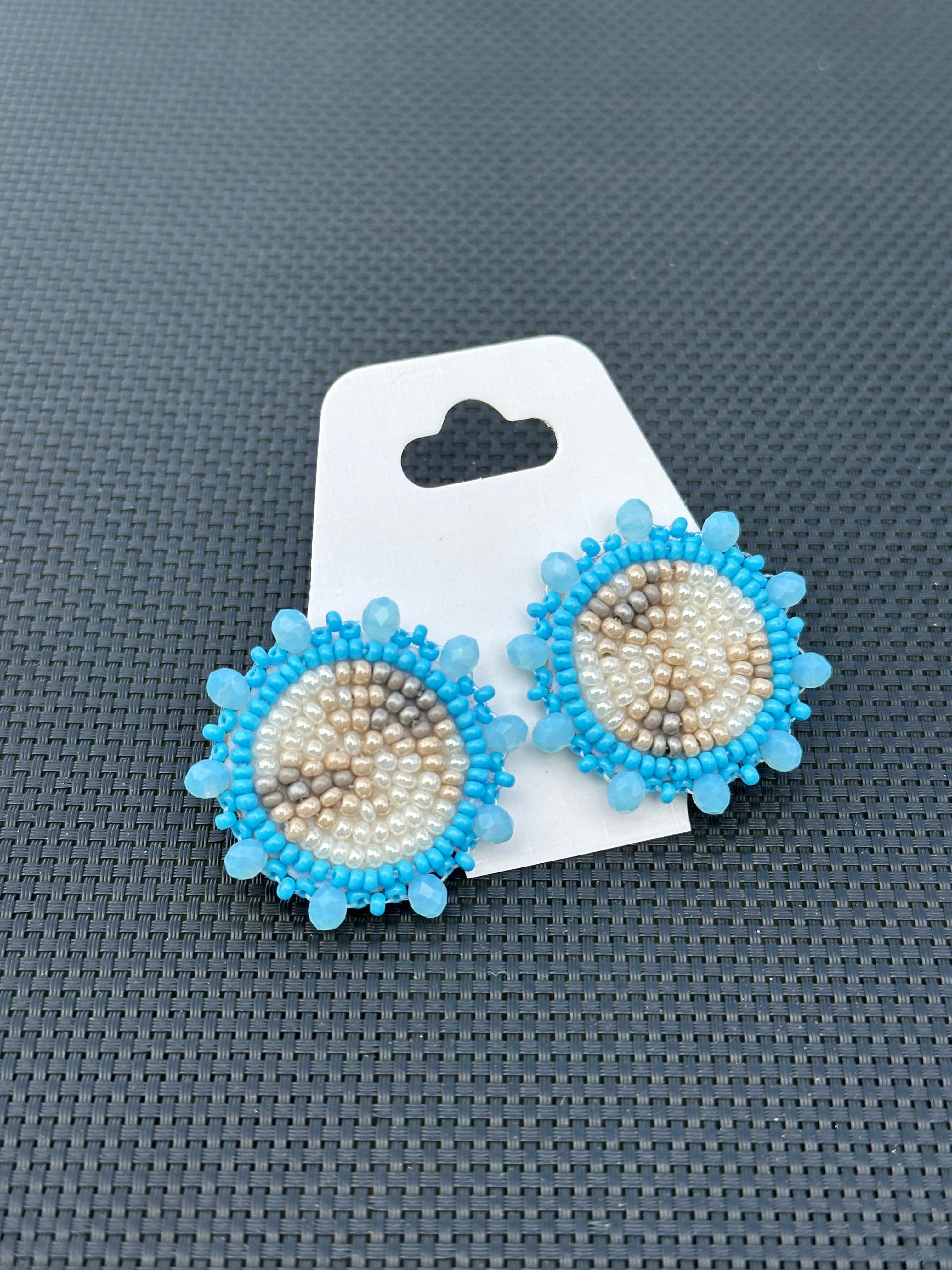 Moon Phase Earrings (sky blues/studs)