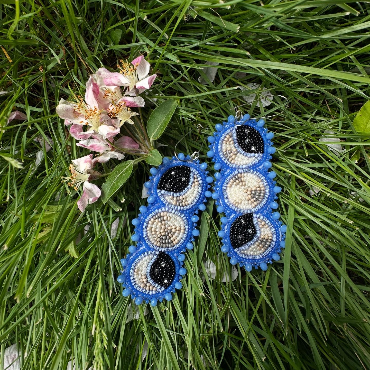 Moon Phases Earrings - Blue