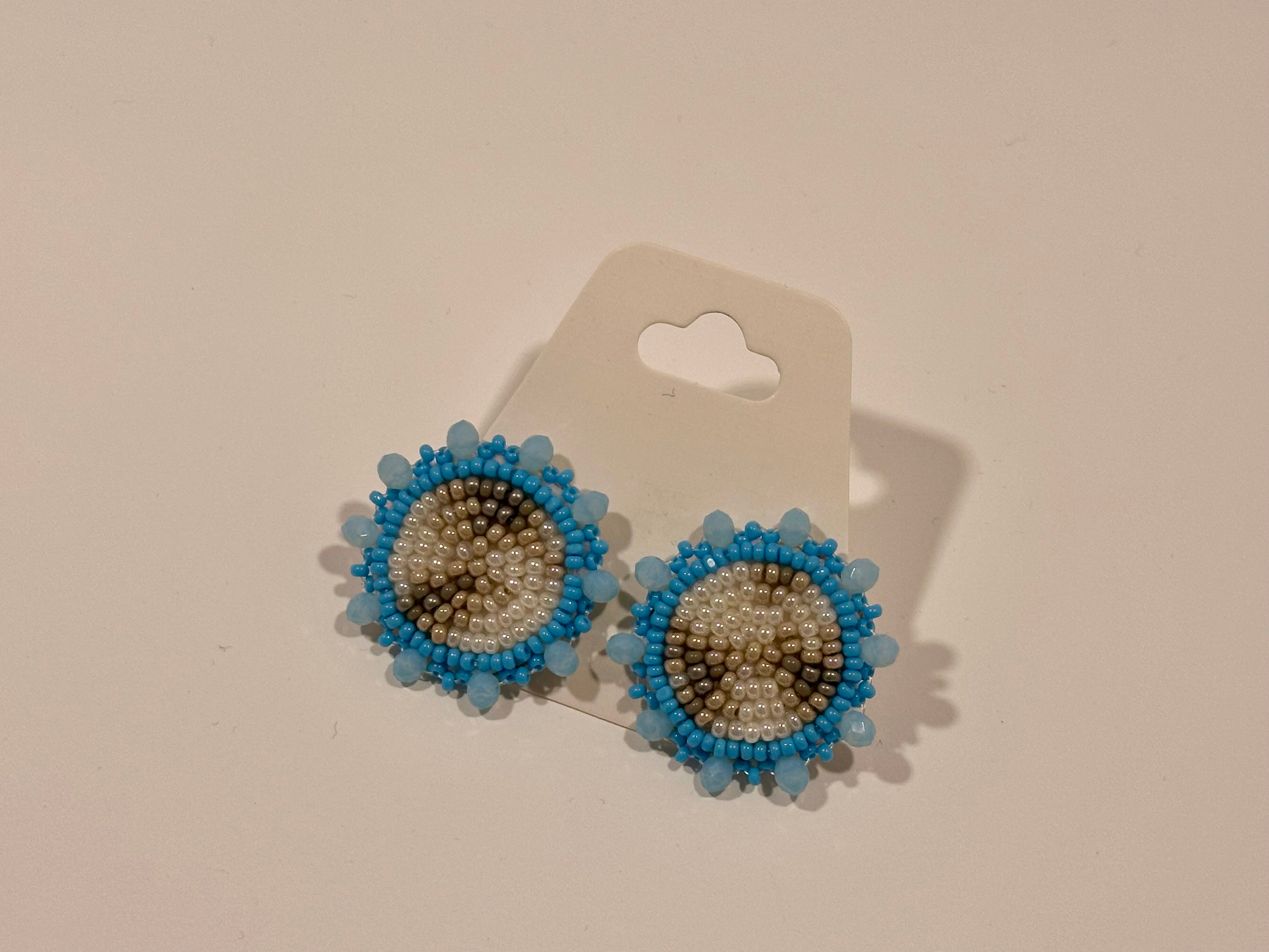 Moon Phase Earrings (sky blues/studs)