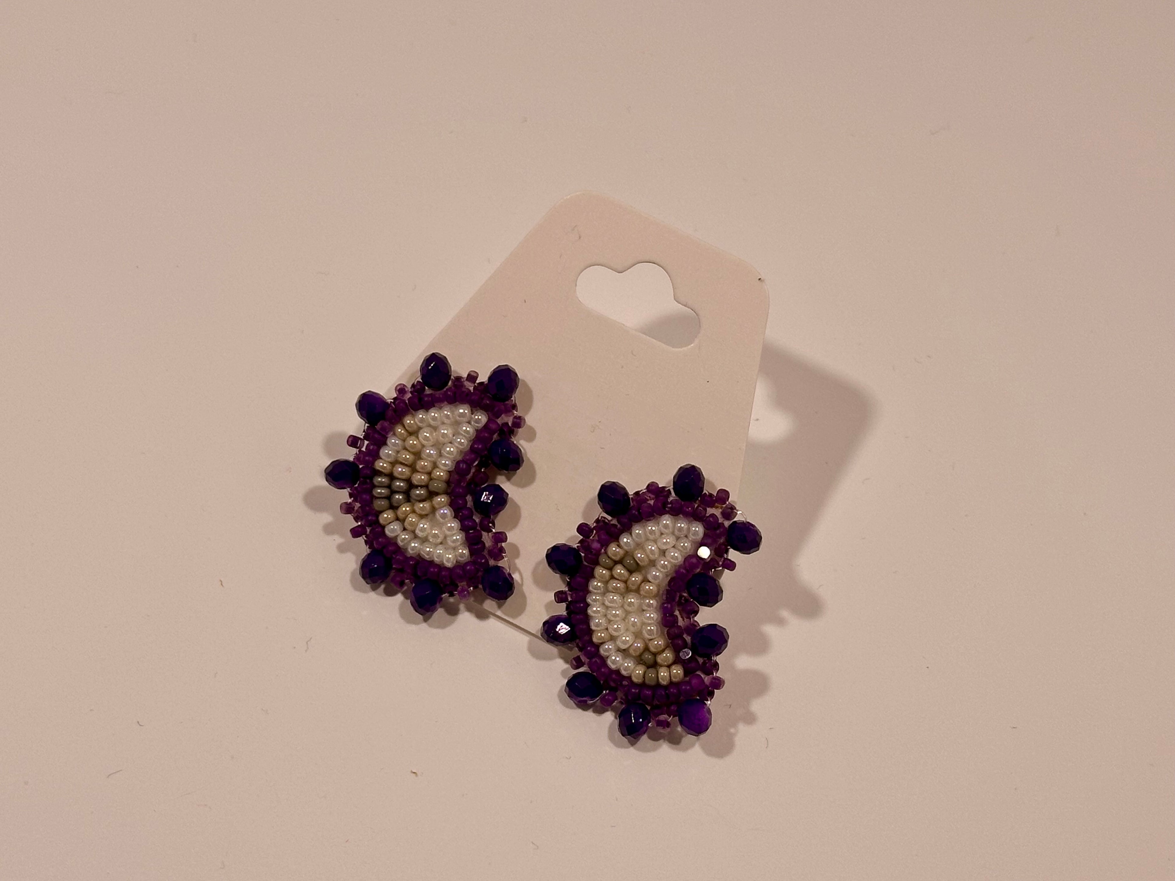 Moon Phase Earrings (dark purple/studs)