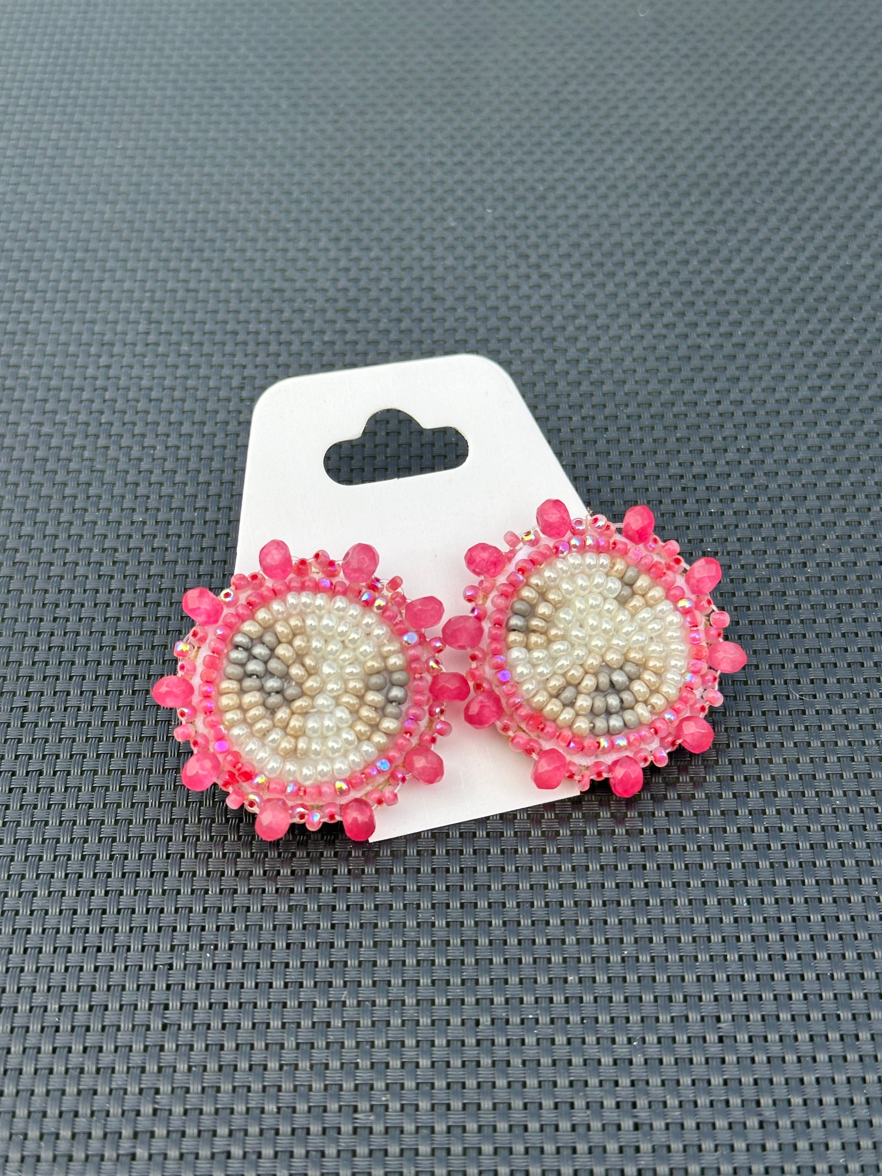 Moon Phase Earrings (rose pink/studs)
