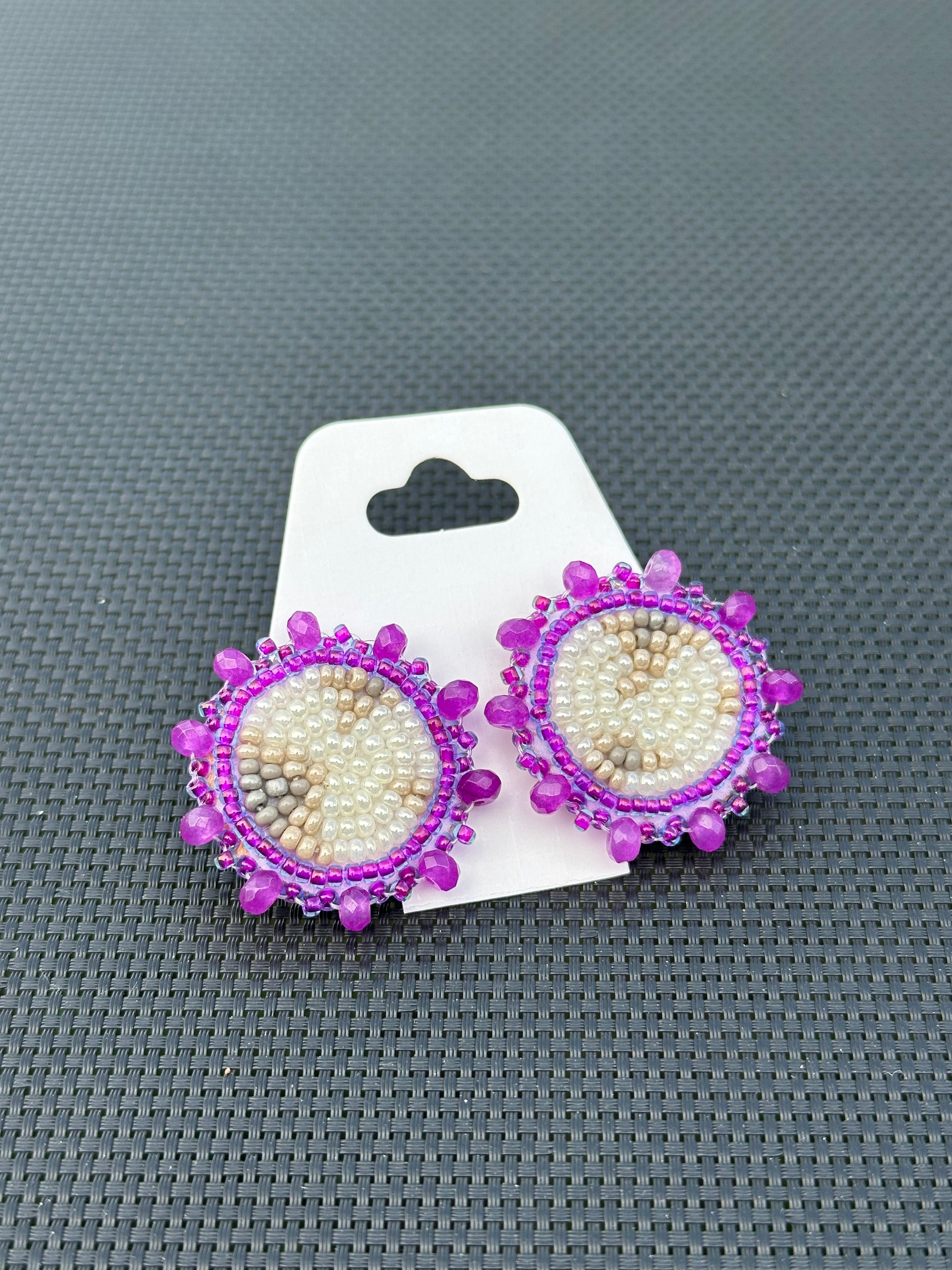 Moon Phase Earrings (purple/studs)