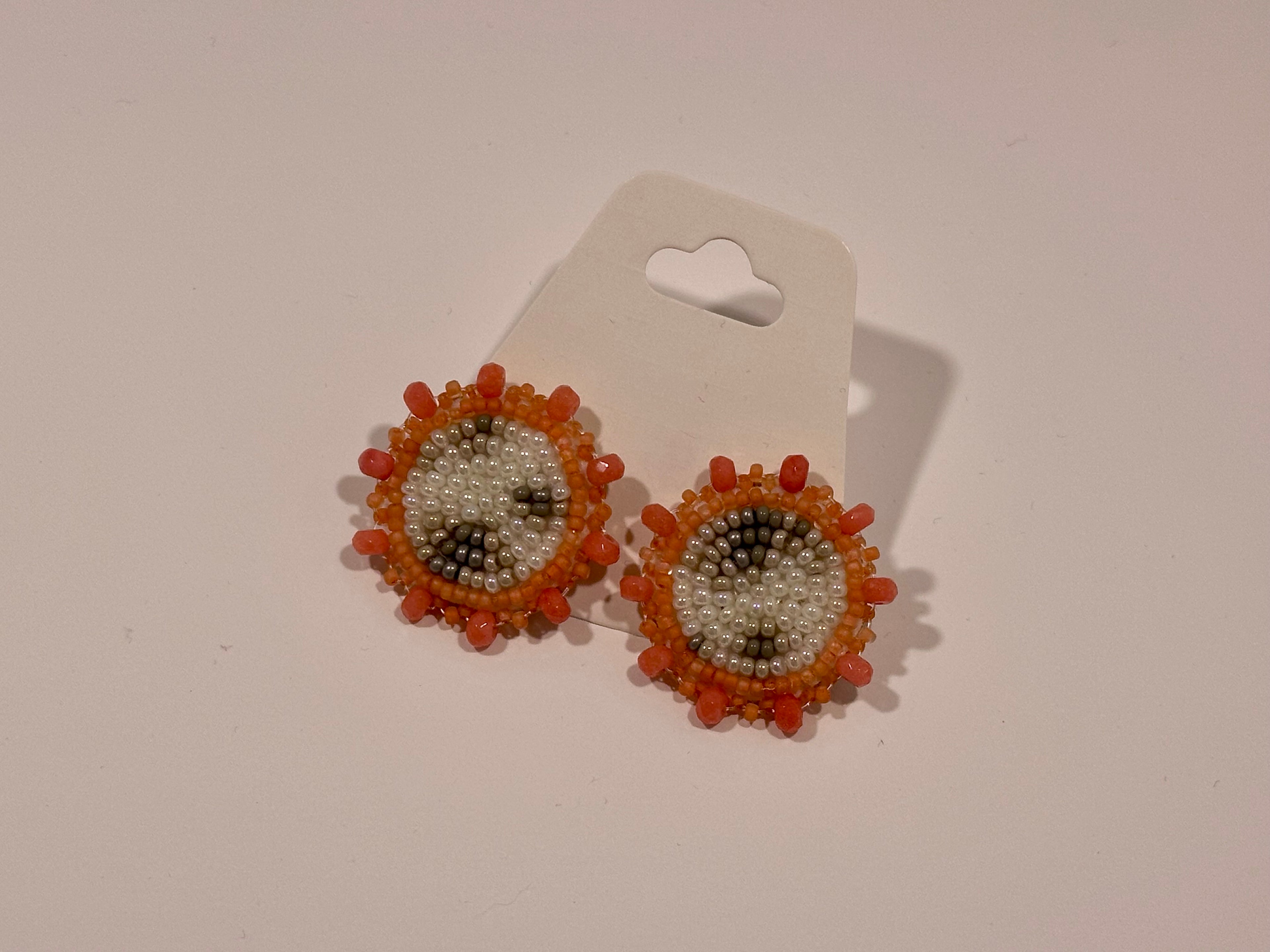 Moon Phase Earrings (coral/studs)