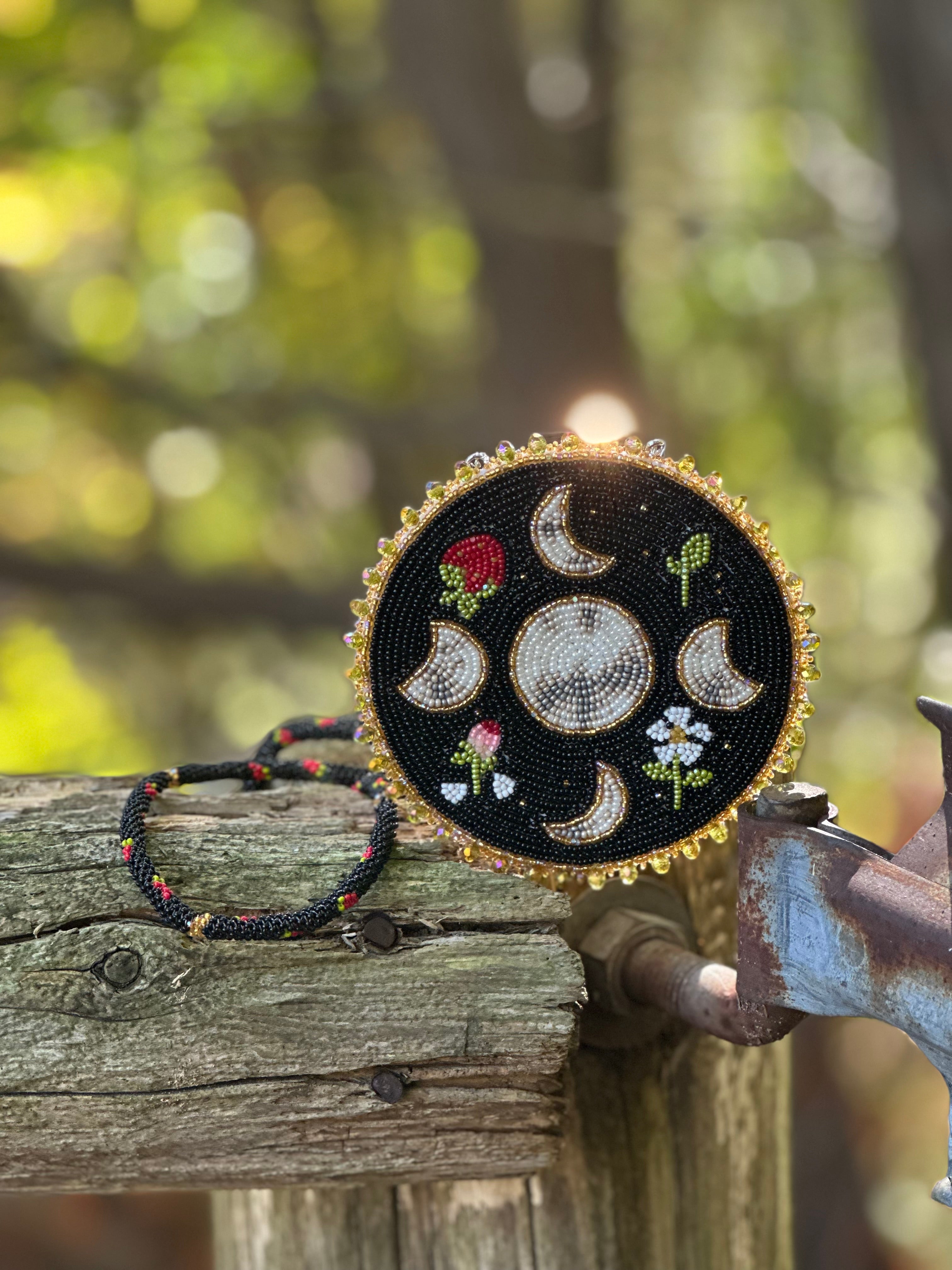 Strawberry Moon Phases Medallion & Lanyard