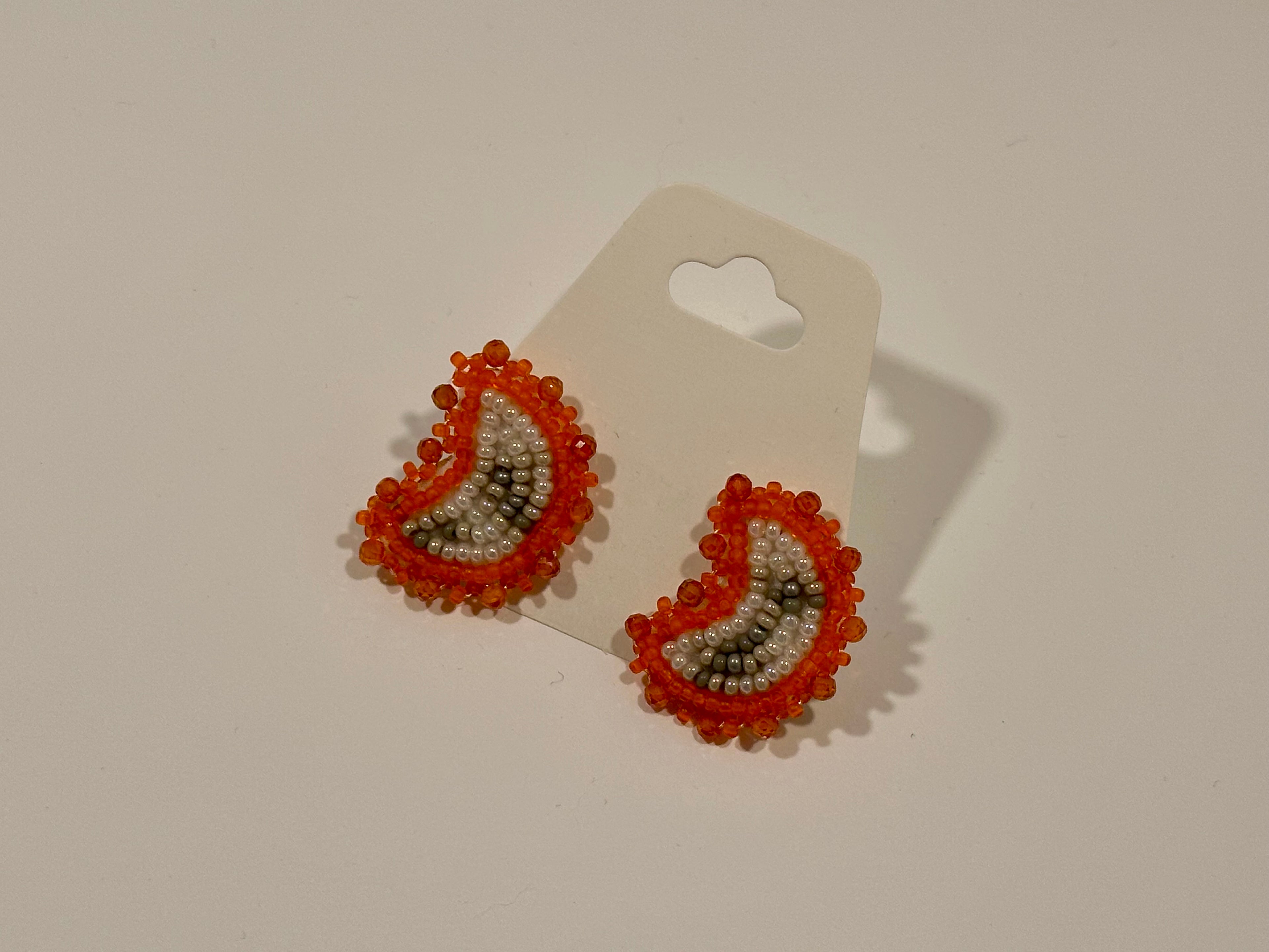 Moon Phase Earrings (orange/studs)
