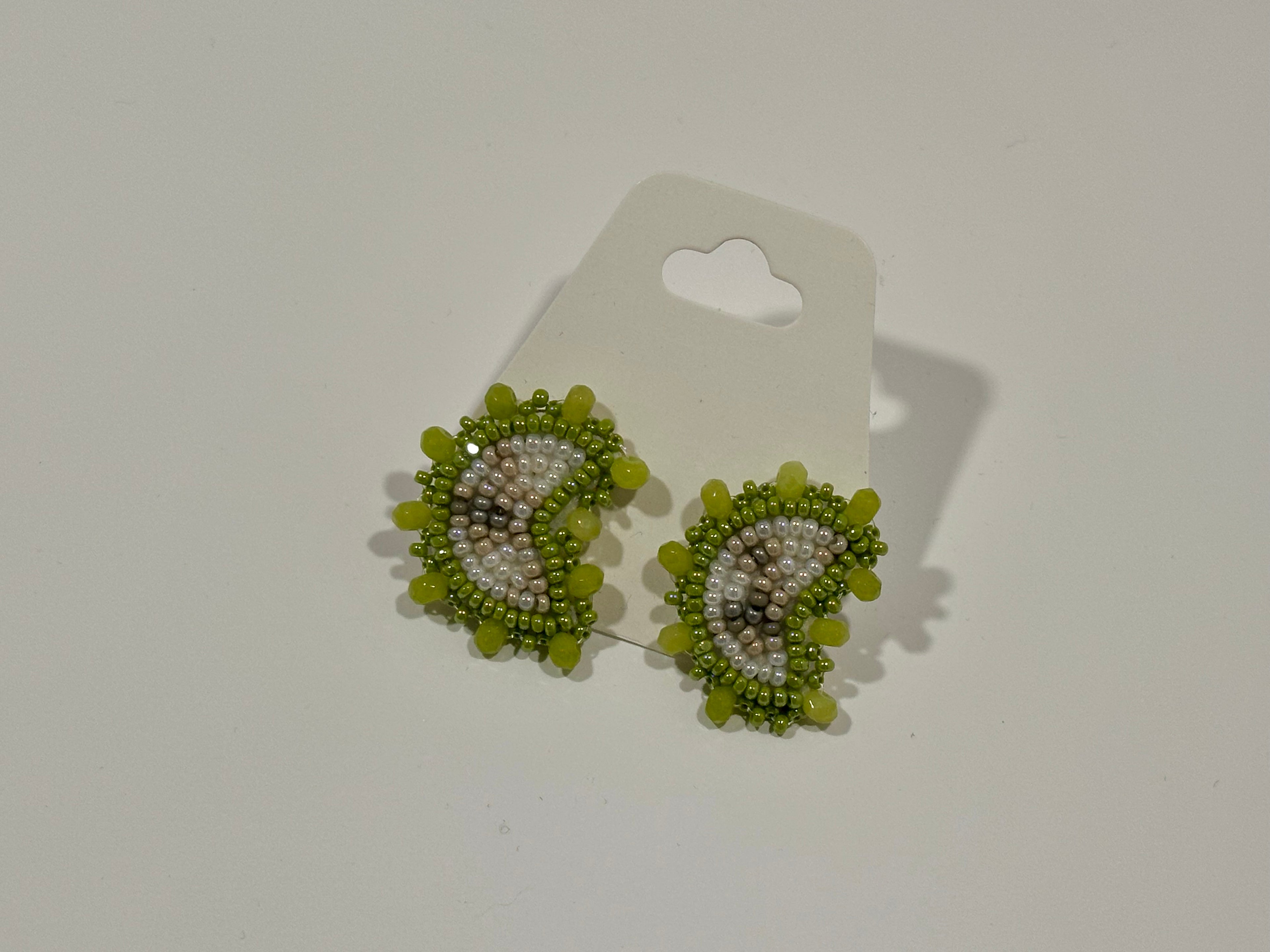 Moon Phase Earrings (leafy green/studs)