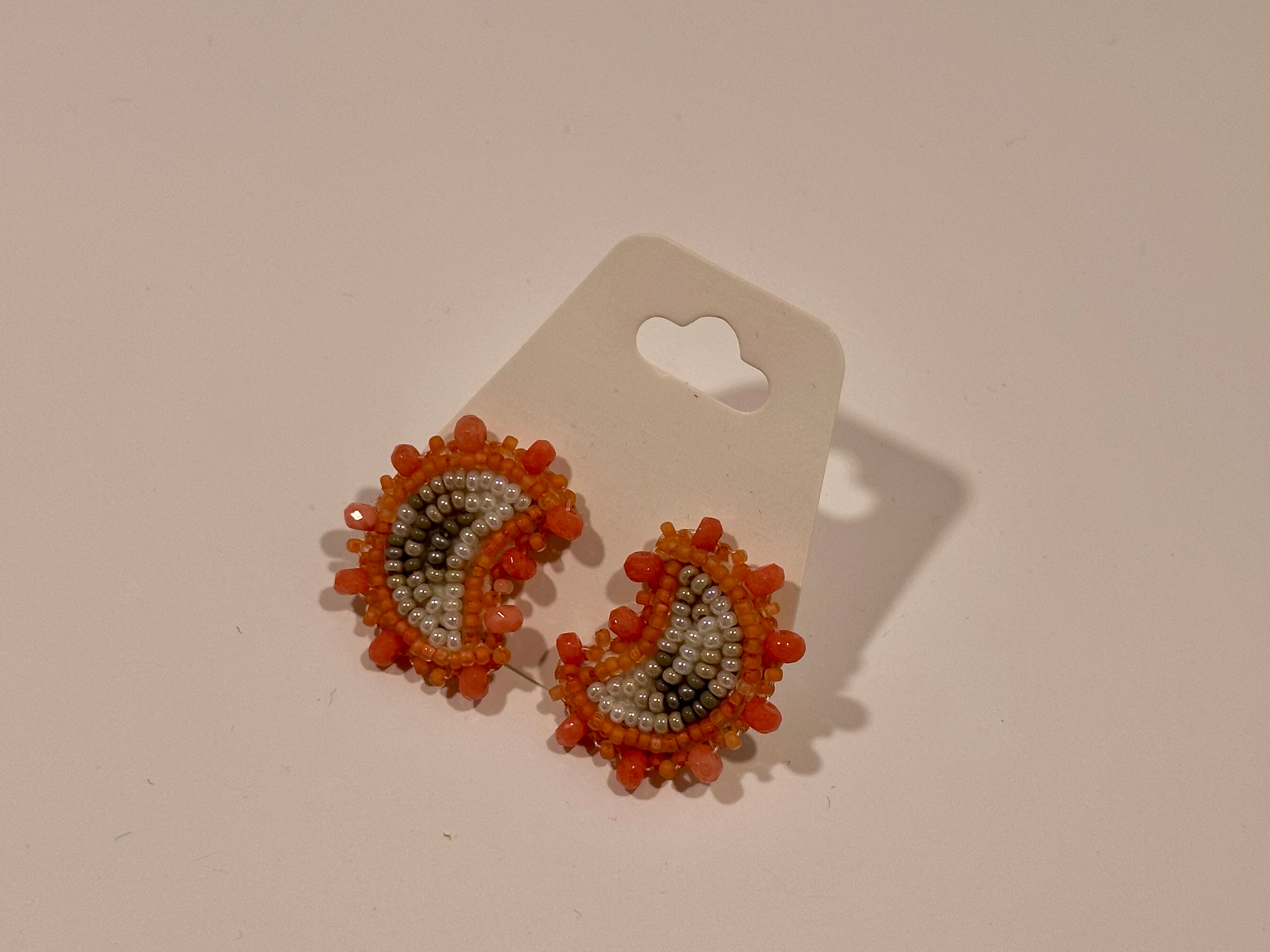 Moon Phase Earrings (coral/studs)
