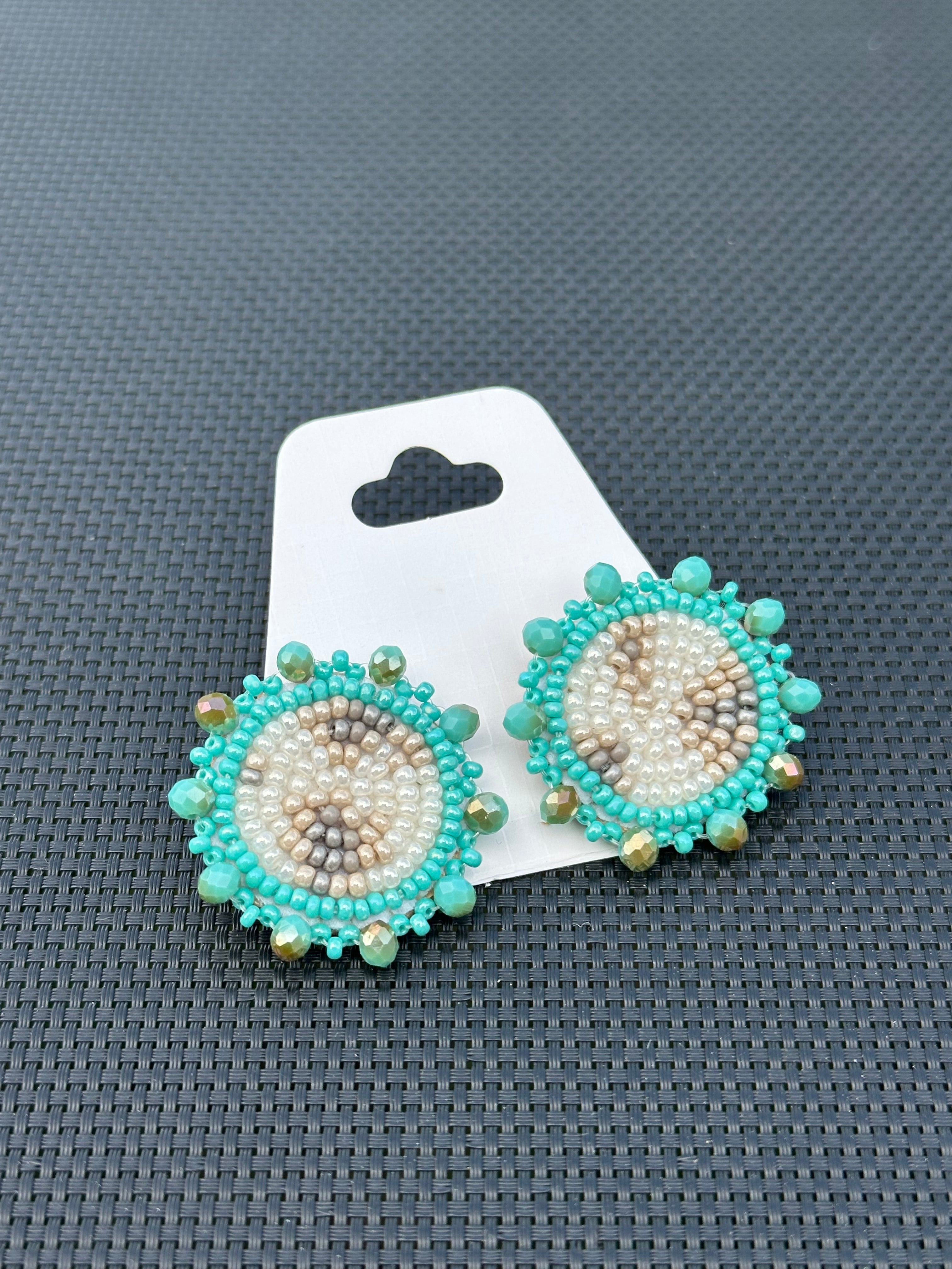 Moon Phase Earrings (teal/studs)