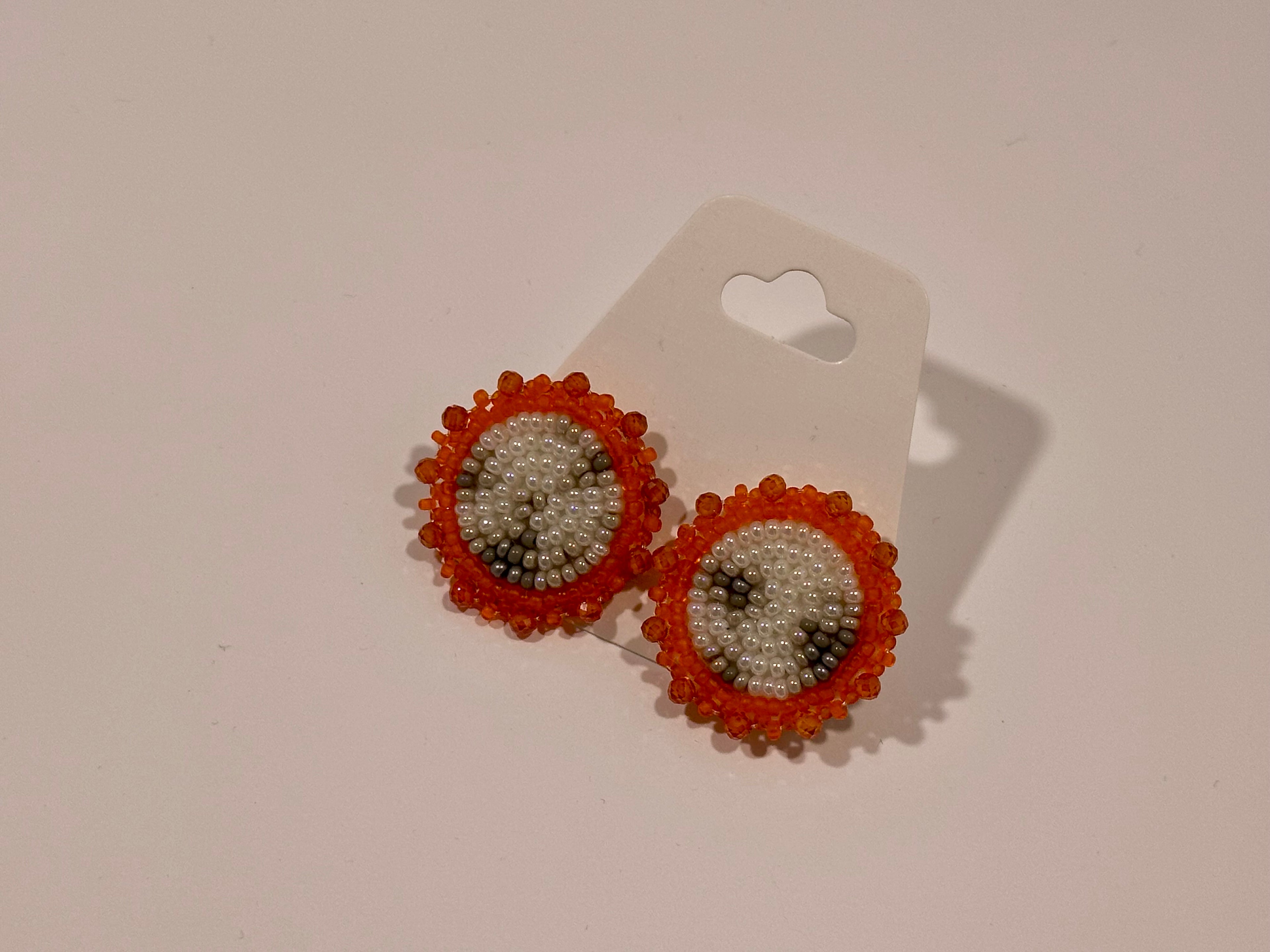 Moon Phase Earrings (orange/studs)